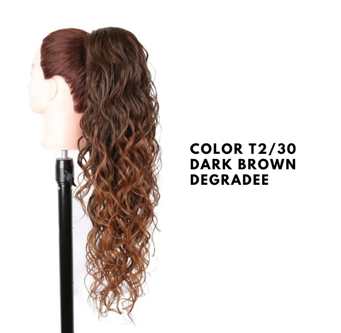 Coda con Coulisse - Riccio Morbido 70 cm - Dark Brown Degradee