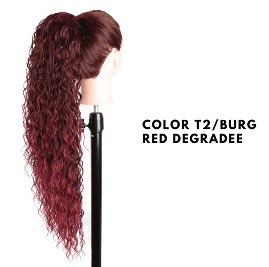 Coda con Coulisse - Riccia 70 cm - Burg Red Degradee