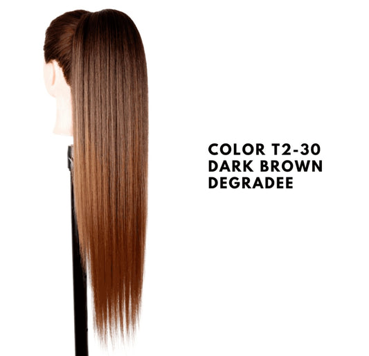 Coda con Coulisse - Liscia 70 cm - Dark Brown Degradee nT2/30