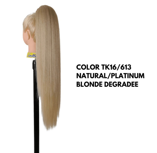 Coda con Coulisse - Liscia 70 cm - Natural platinum blonde degradee