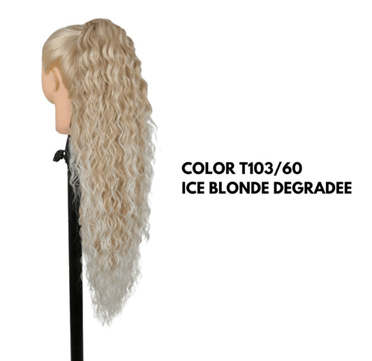 Coda con Coulisse - Riccia 70 cm - Ice blonde meches