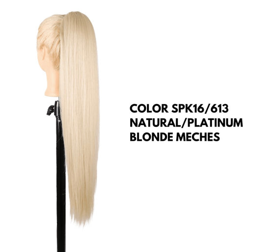 Coda con Coulisse - Liscia 70 cm - Natural platinum blonde meches
