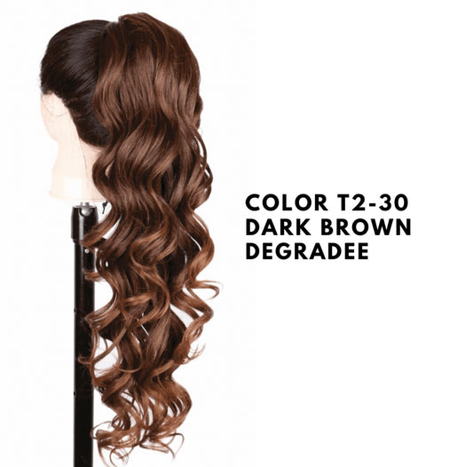 Coda con Coulisse - Ondulata 70 cm - Dark Brown Degradee