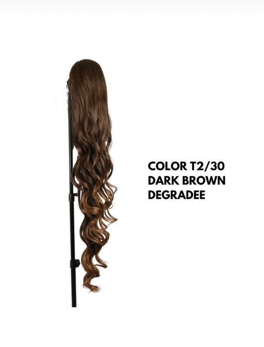 Coda con Coulisse - Ondulata 90 cm - Dark Brown Degradee