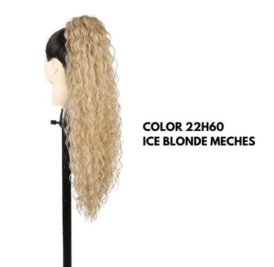 Coda con Coulisse - Riccia 70 cm - Ice blonde meches